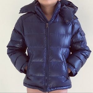 Moncler Kids Size 8 Navy Blue Hooded Down Jacket